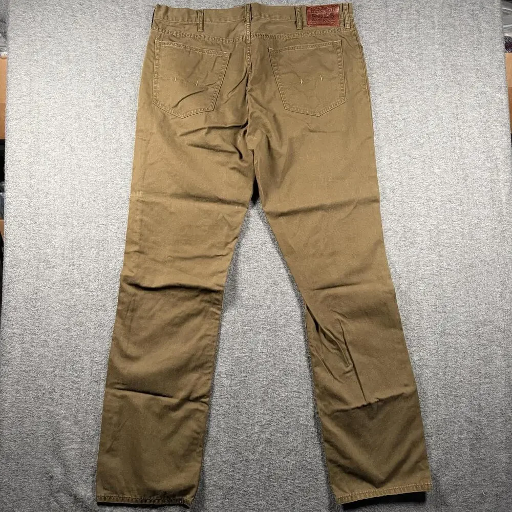 Polo Ralph Lauren Pants Mens 38x33 Brown Cotton Straight 5 Pocket Denim Casual